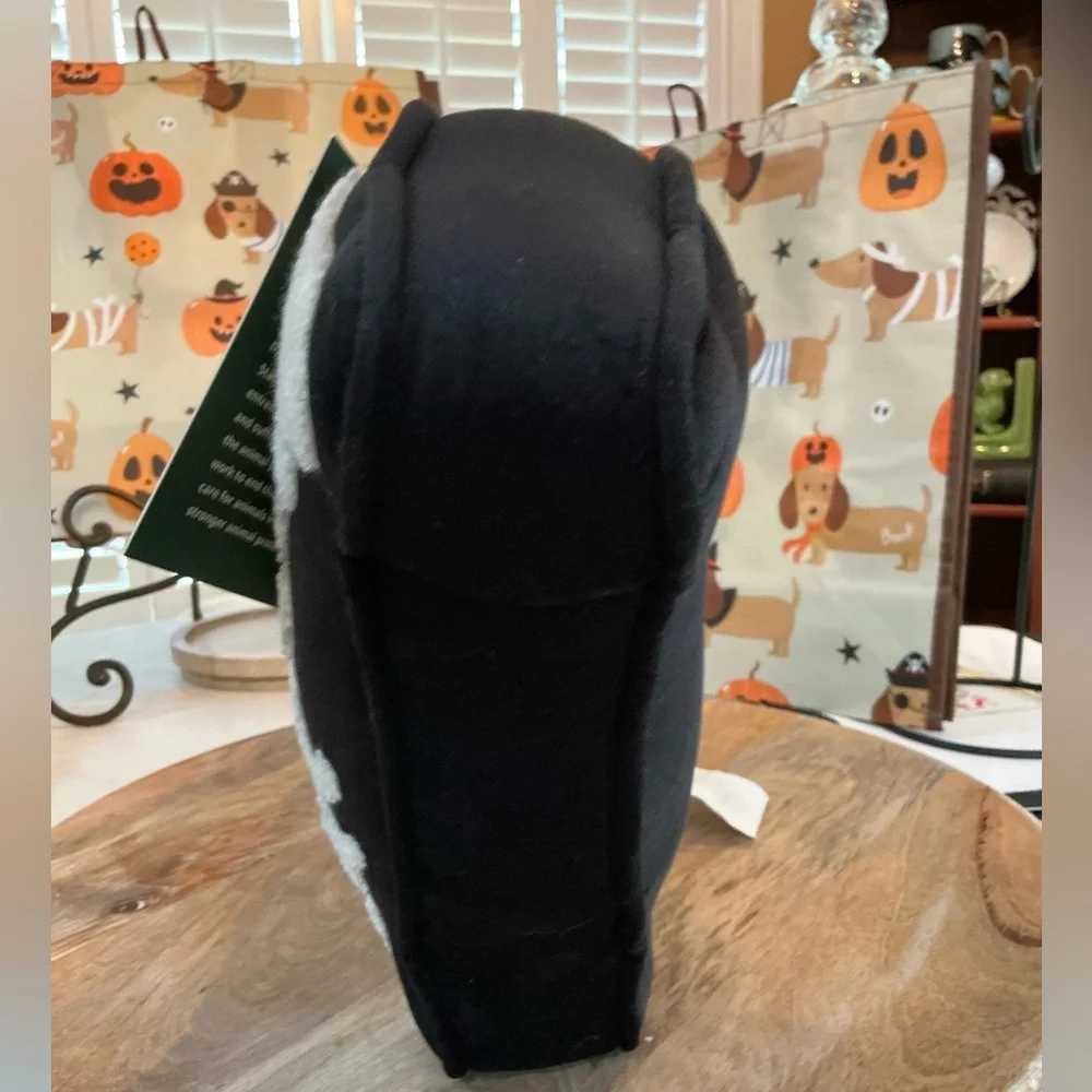 Dachshund Halloween skeleton pillow with 3D Chenille details Velvety Soft fabric